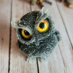 Handmade Black Obsidian Owl Figurine